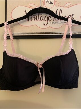 Victoria's Secret Black Bra with Pink Ruffle Trim